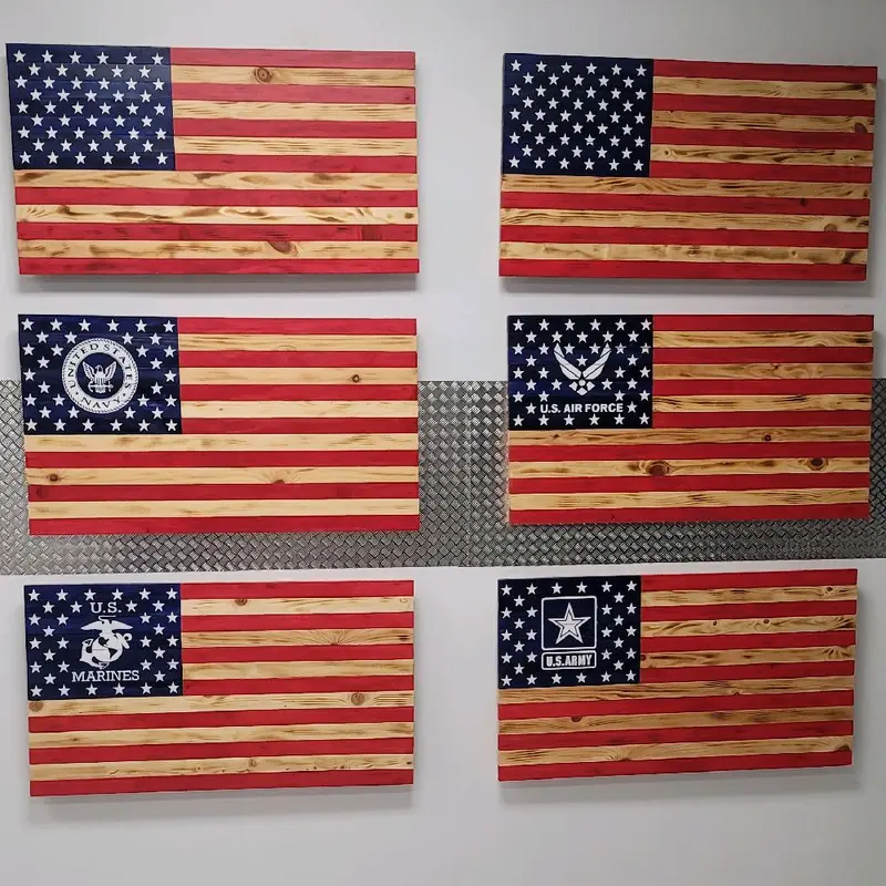 Rustic Wooden Flags - Handcrafted Patriotic Decor for Home & Office - Perfect for Veterans Day & National Celebrations