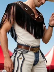 INCERUNSHOP Men's Fashion Street Style Fringe Cloak Jacket, Perfect for Daily Wear, Trendy Outerwear for Casual, Stylish Men's Clothing