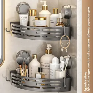 Bathroom Suction Cup Triangle Basket Storage Rack Bathroom Table Corner Punch-Free Wall Hanging Toilet Storage Rack
