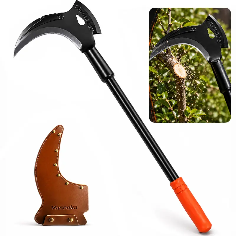 Vaseeka 2-in-1 Heavy-Duty Manganese Steel Garden Pruning Tool, 20-in Wood Handle Cutter for Weeding, Branch Cutting & Outdoor Lawn Maintenance Tasks protective sheath Garden Pruners Tree Branch Cutter