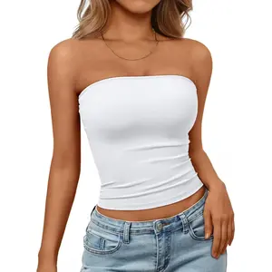 Women's Strapless Bandeau Crop Top