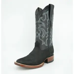 Wild West Women's Nobuck Black Wide Square Toe Boot