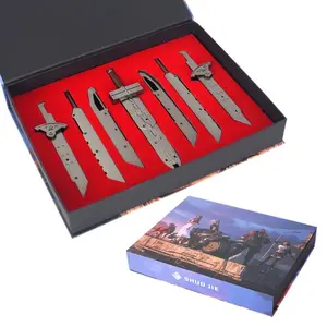 Gift Box Edition Final Fantasy Cloud Set: Destruction Greatsword Metal Weapon Model, Alloy Figurine, Peripheral Keychain Model gift