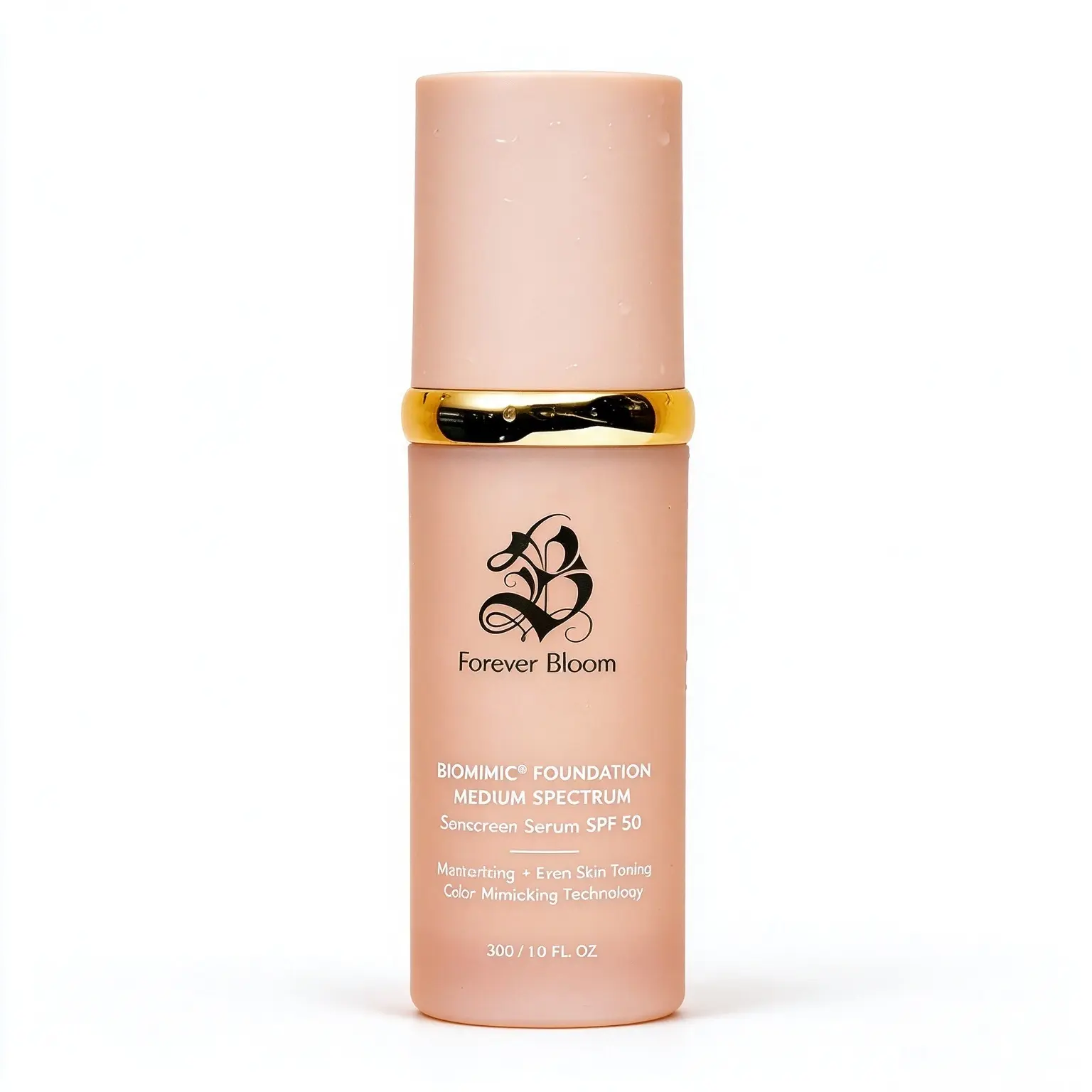 Forever Bloom Biomimic Foundation 4 in 1 Medium Spectrum, color-adapting skin tint with SPF 50, delivers flawless finish and even skin tone, combines foundation concealer moisturizer in one lightweight formula