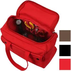 Canvas Tool Bag U Shaped Zipper Easy Open Carry Tote Handles Mechanics Military