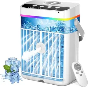 Portable Air Conditioners, Mini Air Conditioner, Personal Air Conditioner, AC Unit Cooling Fan with Remote Control, 3 Speed, 3 Mist, 7 Light,1-3H Timer, Evaporative Air Cooler Fan for Bedroom Office