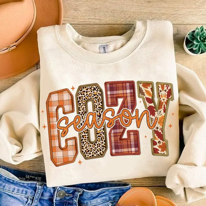 Cozy Season PRINTED Sweatshirt, Fall Sweatshirt, Retro Autumn Pullover, Thanksgiving Sweatshirt, Cozy Fall Graphic Sweatshirt, Vintage Fall Crewneck, Pumpkin Season Sweatshirt