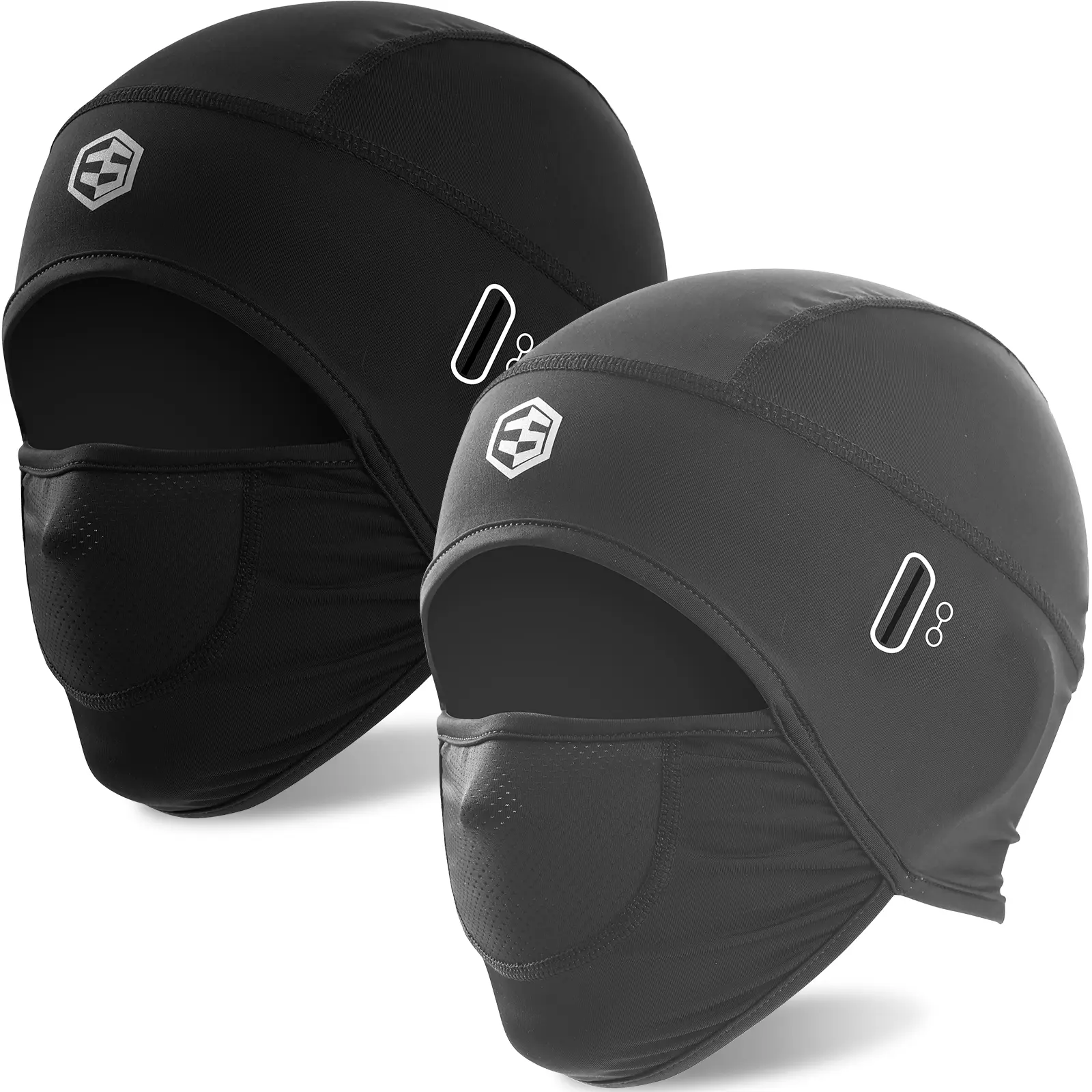 2 Pack Unisex Skull Caps - Checkered Mesh Fabric Helmet Liners with Integrated Face Mask, Nylon Blend (86% Nylon,14% Spandex) Lightweight Breathable Headwear for Biking, Bike Accessories, Transpirable Skull Cap Sports & Outdoor Hats