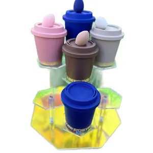 8pcs Sponge with Coffee Cup Holder - Latex-Free, Dual-Use for Foundation and Powder Application makeup brush set