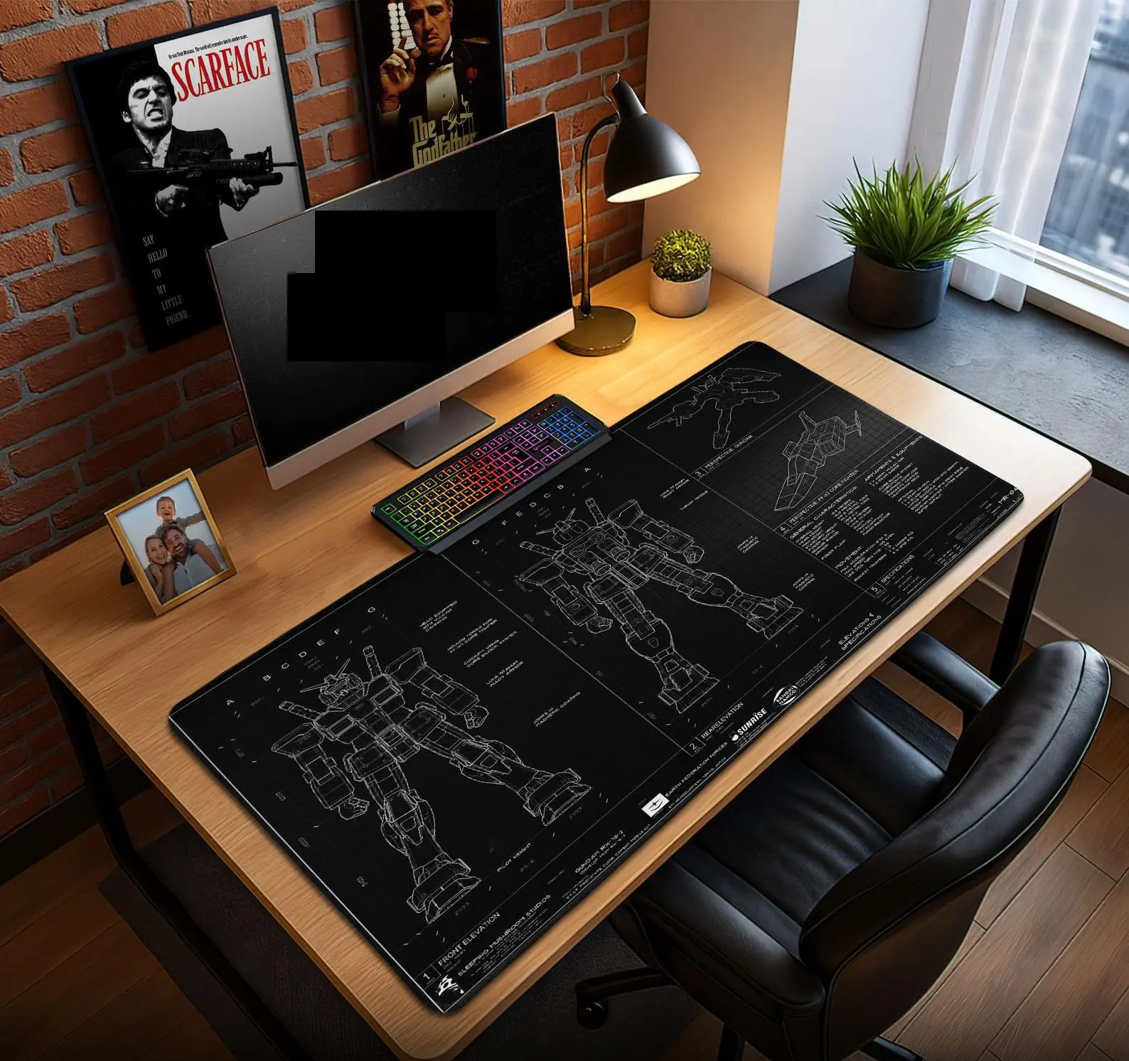 Gundam Black Blueprint Mouse Pad Mecha Anime Playmat Anime Desk Mat Mousepad Trading Card Game Mat