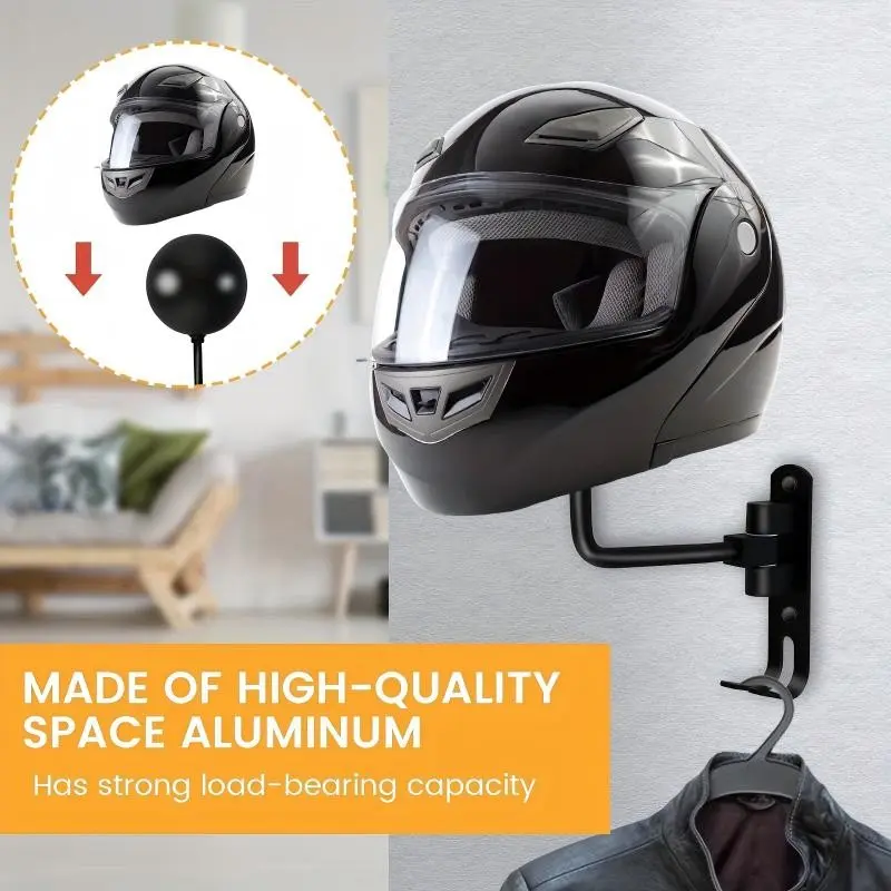 Multi Unctional Helmet Holder 180° Rotatable Motorcycle Helmet Moto Accessories Claw Hook Wall Mounted for Hanging Hat Jacket