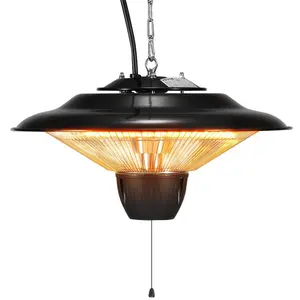 VEVOR Hanging Patio Heater, 1500W Outdoor/Indoor Electric Space Infrared Heater, IP34 Protection Ceiling Heater with 23.6 inch Pull Cord 20 inch Adjustable Chain, for Porch, Patio, Dining Room, Studio