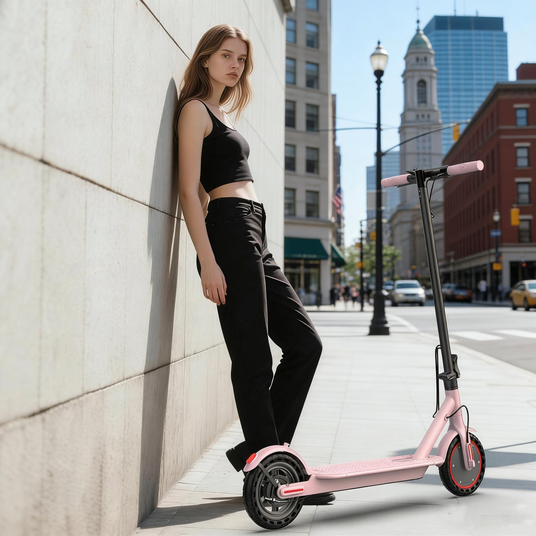 Electric Scooter,8.5" Tires,350W Motor,Up to 19MPH Max Speed,Portable Electric Scooter with Light, Suitable for Female Girls,Halloween Gifts