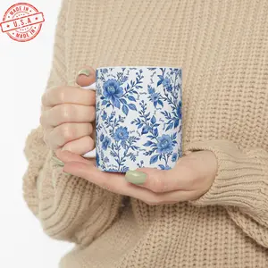 [Sale Up To 50%] Subtle Anti Trump Mug Floral Chinoiserie Mug Hidden Fuck Trump Feminist Gift Anti Trumpism Cup Anti-Maga Coffee Mug Pro Democracy Political, Ceramic Mug, 11oz & 15oz