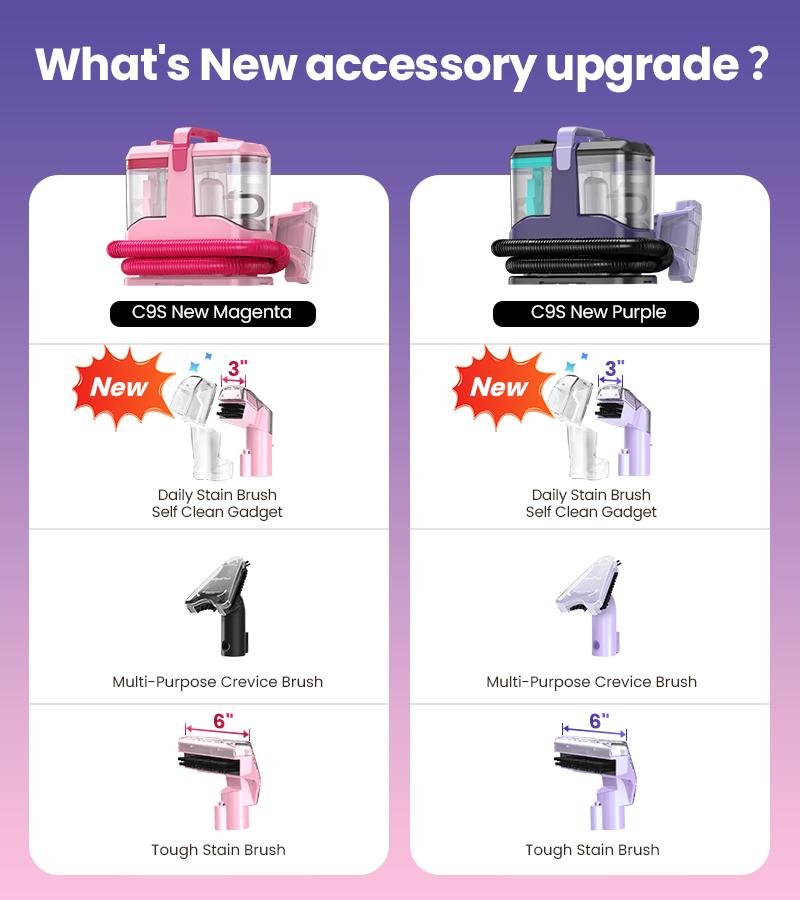 [Memorial Day Sale] Upholstery Carpet Vacuum Cleaner, 18KPa Suction Spot Cleaning Machine for Pet Stains, Carpets, Sofa, Car Seats, Mattress, with 3 Multipurpose Cleaning Tools, 6'' Deep Cleaning Brush | Portable 3-in-1 Little Pink C9S pet lovers