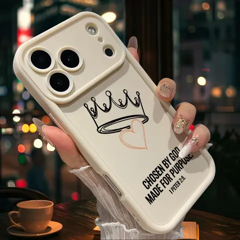 Crowned by Faith Soft Silicone Customized Universal Smartphone Case - Drop-Protection Protector for iPhone 17 Air,16,16e,16 Plus,15,14,13,12,11 Pro Max, X,XS - Shockproof Phone Accessories Casing
