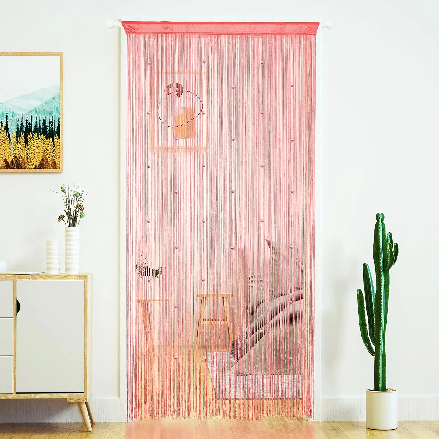 Beaded Curtain Door String Curtains for Doorway Tassels Beads Hanging Fringe Hippie Room Divider Window Hallway Entrance Wall Closet Bedroom  Decor (3979in/100200cm, )