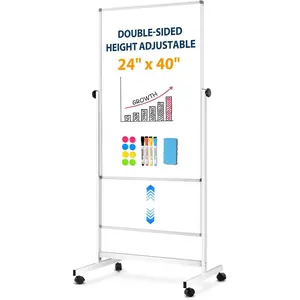 Rolling Whiteboard  Wheels, 24"x40" Double-Sided Dry Erase Board with Stand,  Rolling White Board, Reversible Standing Mobile Whiteboard, School Supplies, Classroom, Office,