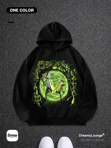 Rick and Morty Universe Portal Graphic Print Loose Hoodie, Casual Breathable Sweatshirt for Daily Wear, Home and Outdoor Activities, Hoodie Print Hoodies
