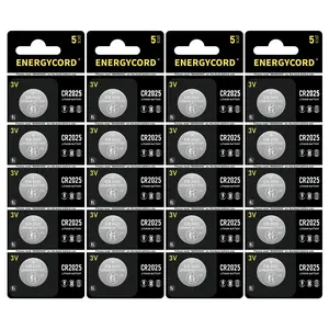 ENERGYCORD CR2025 3V Lithium Battery 20 Pack, High Capacity 2025 Batteries for Key fobs, Remote Controls