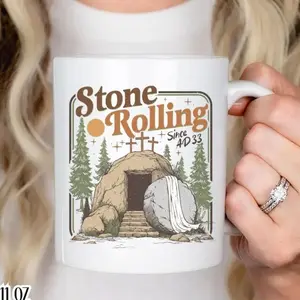 Christian Mug Rolling Easter Jesus Coffee Cup Best Friend Present Music Aesthetic Gift