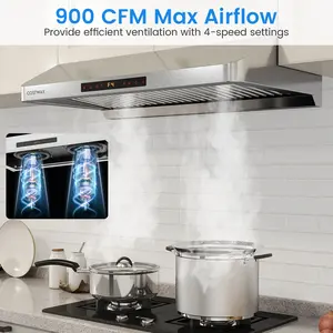 COSTWAY - 36 Inch Under Cabinet Range Hood 900 CFM Kitchen Stove Vent with Oil Collector-Silver