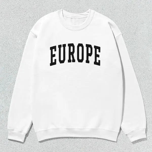 Menswear Casual Long Sleeve Round Neck Pullover Collegiate Crewneck Sweater - Unisex European Style, Tops, Longsleeves, Minimalist