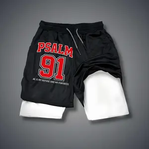 Christian Clothing  Double-Layer Sports Shorts Graphic Shorts Black Shorts Camo Shorts Streetwear Shorts Men Outfits Men Short Shorts Vacation Outfits Shorts