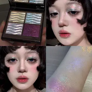 Herorange Mermaid Dragon Eye Shadow Palette, Cold Glitter Pearl, Blue, Daily Concert Party Highlighter, Beginner Friendly