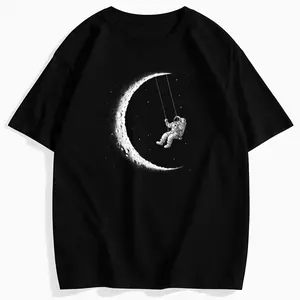 Astronaut Moon Swing Stars Outer Space Men Galaxy Astronomy T-Shirt