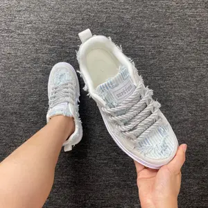 Men's shoes, big size, light blue fringed casual board shoes, wide last, wide head, breathable thick sole, student versatile, unisex street style bread shoes