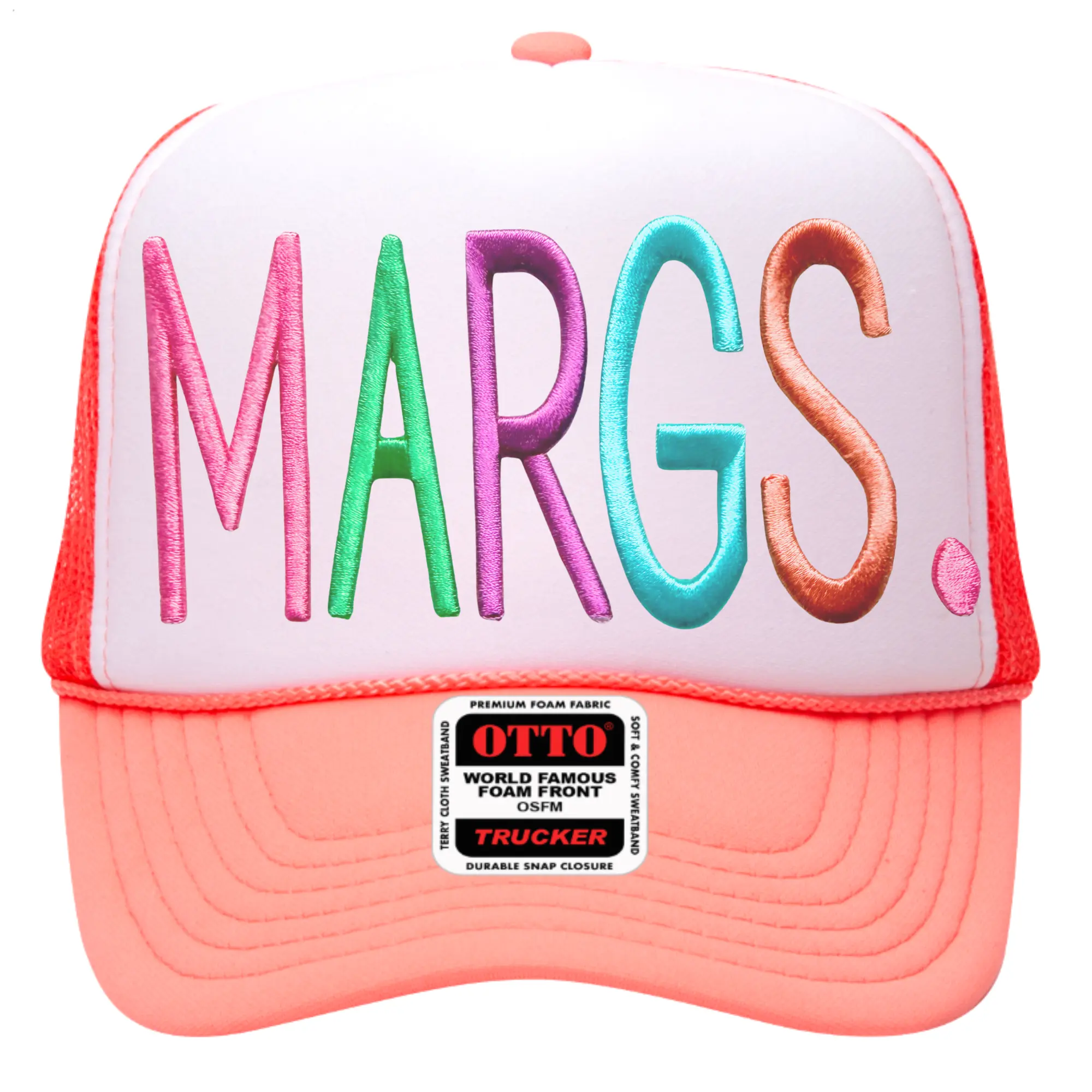 Margs Embroidered Trucker Hat, Margarita Beach Bachelorette Party Summer Vacation Accessory