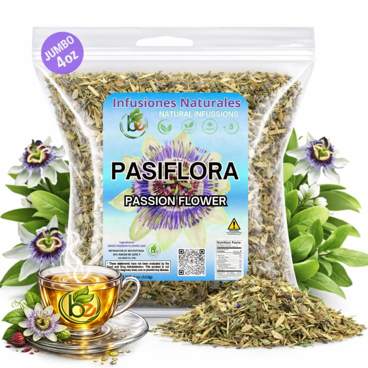 VIRAL Pasiflora Tila Tea Linden Passionflower Tea, Quiere Te, Herbal Mix,4 oz Product From Mexico, 100% Natural, Infusion Herbal Tea Beverage