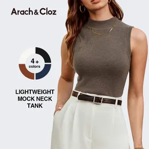 Arach&Cloz Womens Wool Blend Sweater Soft Mock Neck Spring Casual Tank 2026 Sleeveless