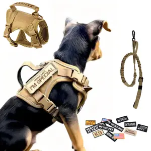 Tactical Dog Harness Set for Small Dogs and Cats -#Summervibes #petlovers-Dog Vest Dog Leash with 12 patches Dog Car Harness outdoorfun