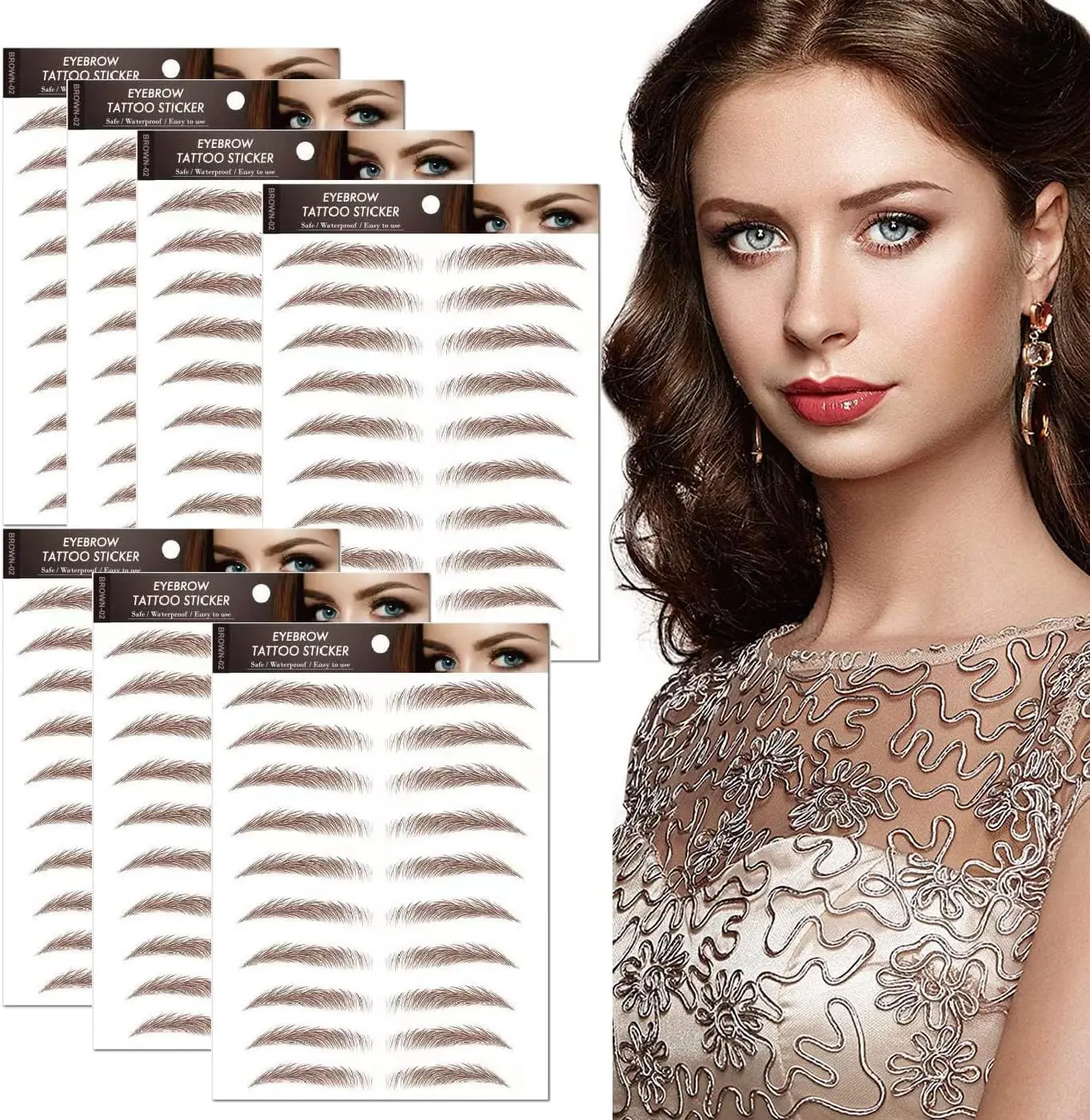 77Pairs 4D Hair-Like Eyebrow Tattoo Stickers Waterproof Natural Fake Eyebrow Stickers,Long Lasting Eyebrow Grooming Shaping Perfect for Women and Girls (STM -Brown)