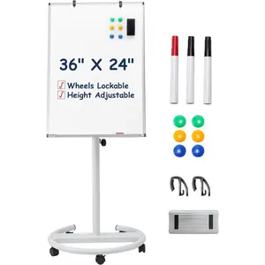 Mobile Whiteboard Standing - 36 X 24 Inches  Dry Erase Easel, Height Adjustable Rolling White Board  Wheels with Flip Chart Hooks, White