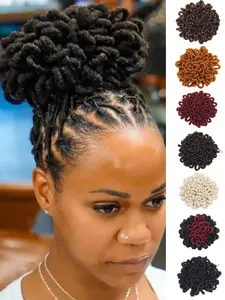 Dreadlocs Hair Buns Updo Ponytail Drawstring Extension for Women, Short African Classic Dreadlocs, Synthetic Fiber Hair