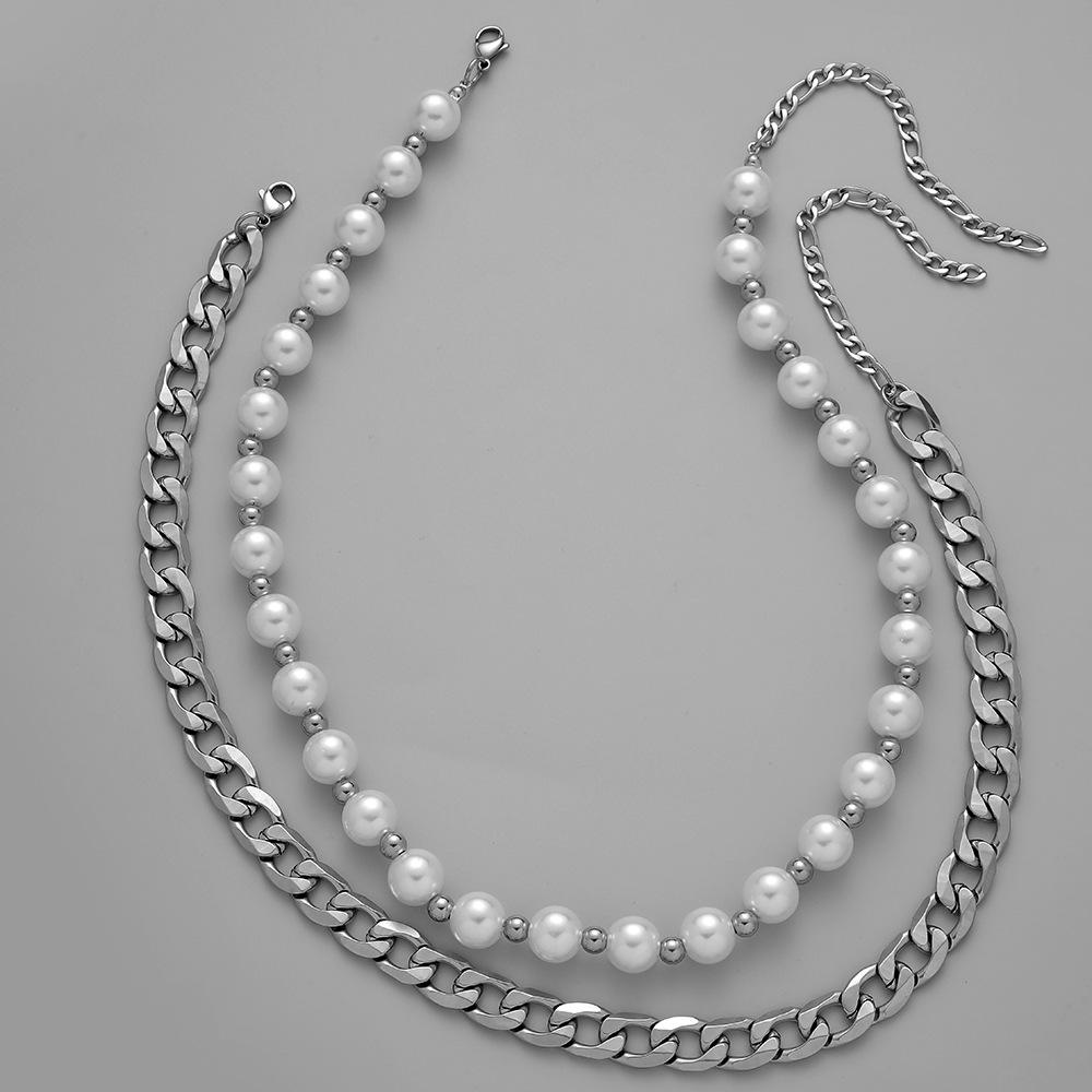Stylish Stainless Steel Pearl Necklace