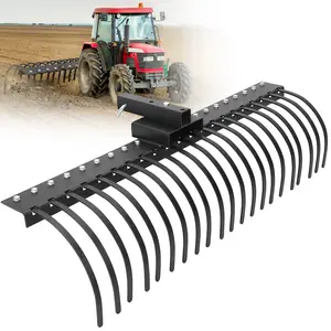 60" Tow Behind Landscape Rake, 21 Steel Coil Tines Lawn Dethatcher Rake, Compatible with 60" Toolbars & 3-Point Suspension System, Fits 2 Inch Receiver, Category 1, Heavy Duty Yard Rake for Leaves Pine Needles Grass Cleaning