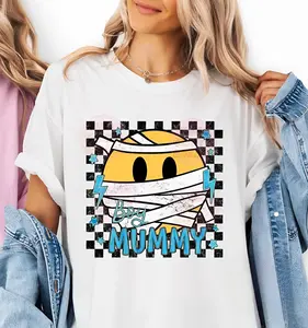 Boy Mummy T-Shirt, Funny Cute Mummy Smile Tee, Spooky Season Outfit, Family Matching Outfit, Party Shirt Gift for Mom Women, Trendy Tee