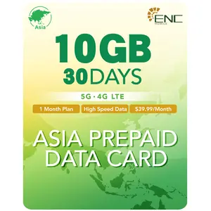 Asia/EU/Global SIM Card 30 Days Data Only | 10/20GB High-Speed 5G/4G LTE + Unlimited Data at Reduced Speed | 3 in 1 Prepaid Travel Data Sim Card for 50+ Destinations