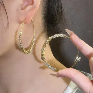 Sparkling Diamond Large Hoops Exquisite High-end Circle Earrings New Micro-set Zircon Earrings