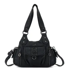 Angel Kiss Small Purses for Women Hobo Shoulder Bags Y2K Vegan Leather Multi-Pocket Handbags Designer Crossbody Tote Bag