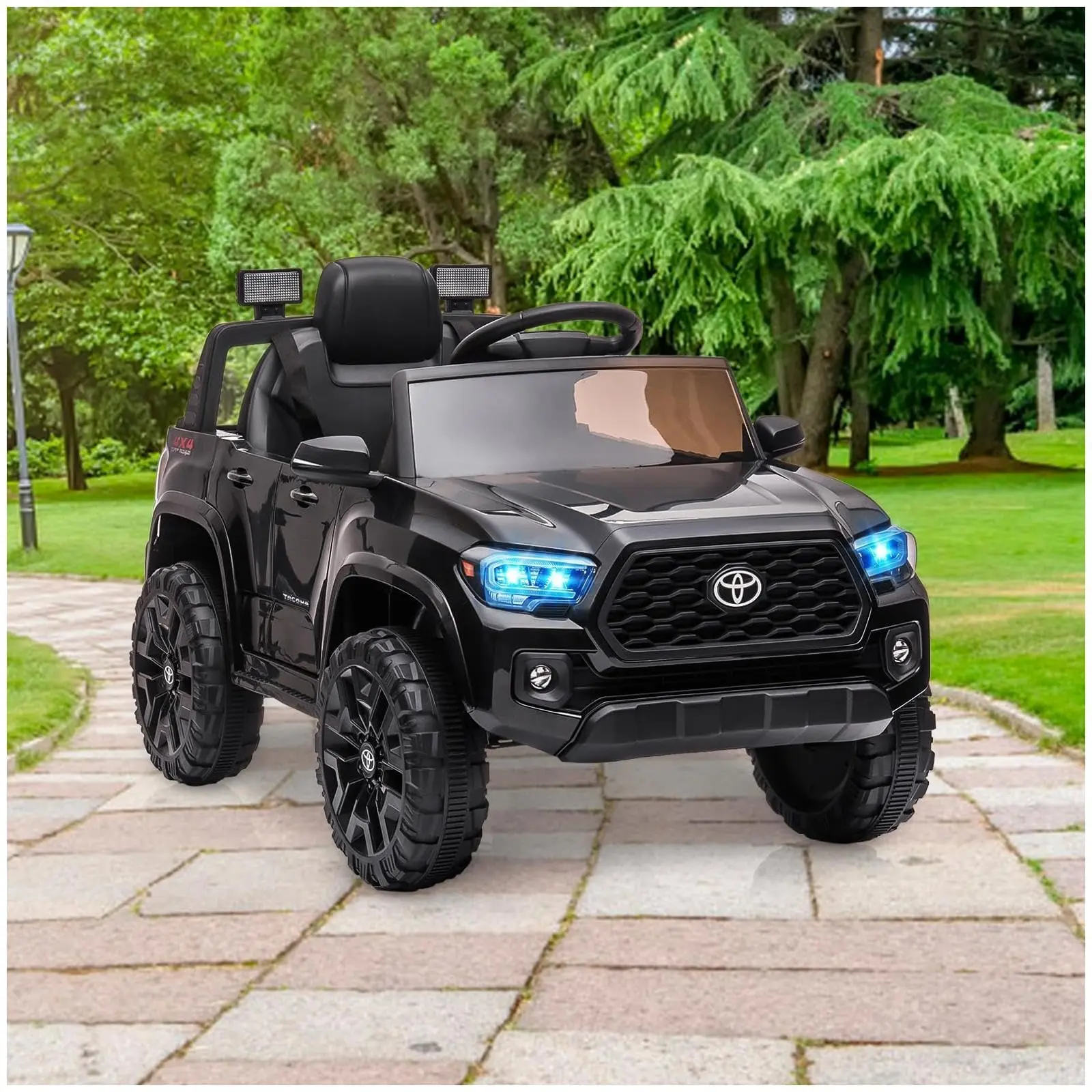GARVEE 12V Rechargeable Electric Ride-On Car with Ride on Wheels for 3-4 Years & 5-6 Years, Dual Modes (Remote Control, Manual), AUX/FM/USB Speaker, LED Lights, Lockable Doors, Engine Sound, Suspension System - White