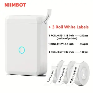 New D110 Thermal Label Maker Machine With 3 Roll Tape Portable Inkless Label Printer Handheld Rechargeable With Multiple Templates For Home Office Compatible With Ios Android White - Office & School Supplies Advertising printing and drawing equipment