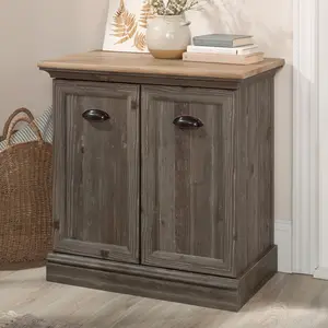 Sonnet Springs Utility Stand - Rustic Wood & Metal Storage Cart with Adjustable Shelf & Hidden Doors for Home Office & Living Room Decor