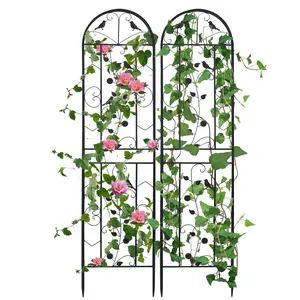 Decorative Garden Fences: 2 Pack 82.7” Tall Metal Fencing Barrier Climbing Plants Edge Border for Outdoor Patio, Backyard