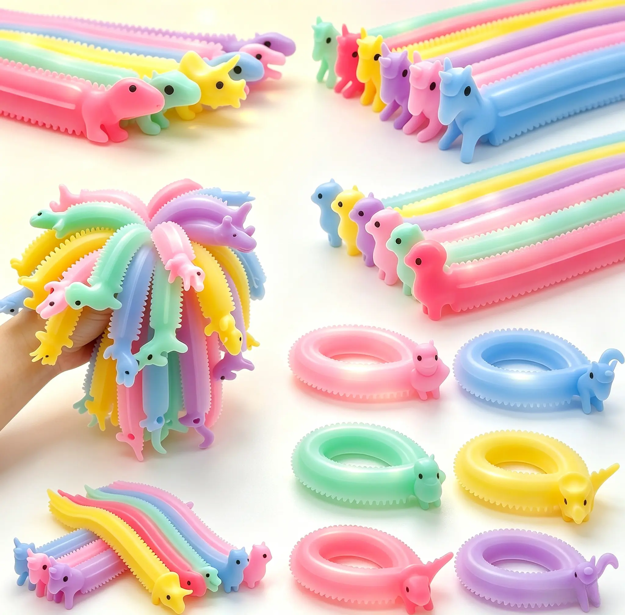 30 Pack Multicolor Stretchy Worm Fidget Strings, Stress Relief Sensory Stretch Toys for Kids Adults, Calming Party Favors & Valentine Easter Holiday Gifts for Boys Girls