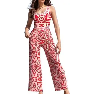 Women's 3 Piece Swimsuit, Floral Off-Shoulder High Waisted Bikini Set with Matching Cover Up Pants for the Beach, Swimsuits 2 Piece